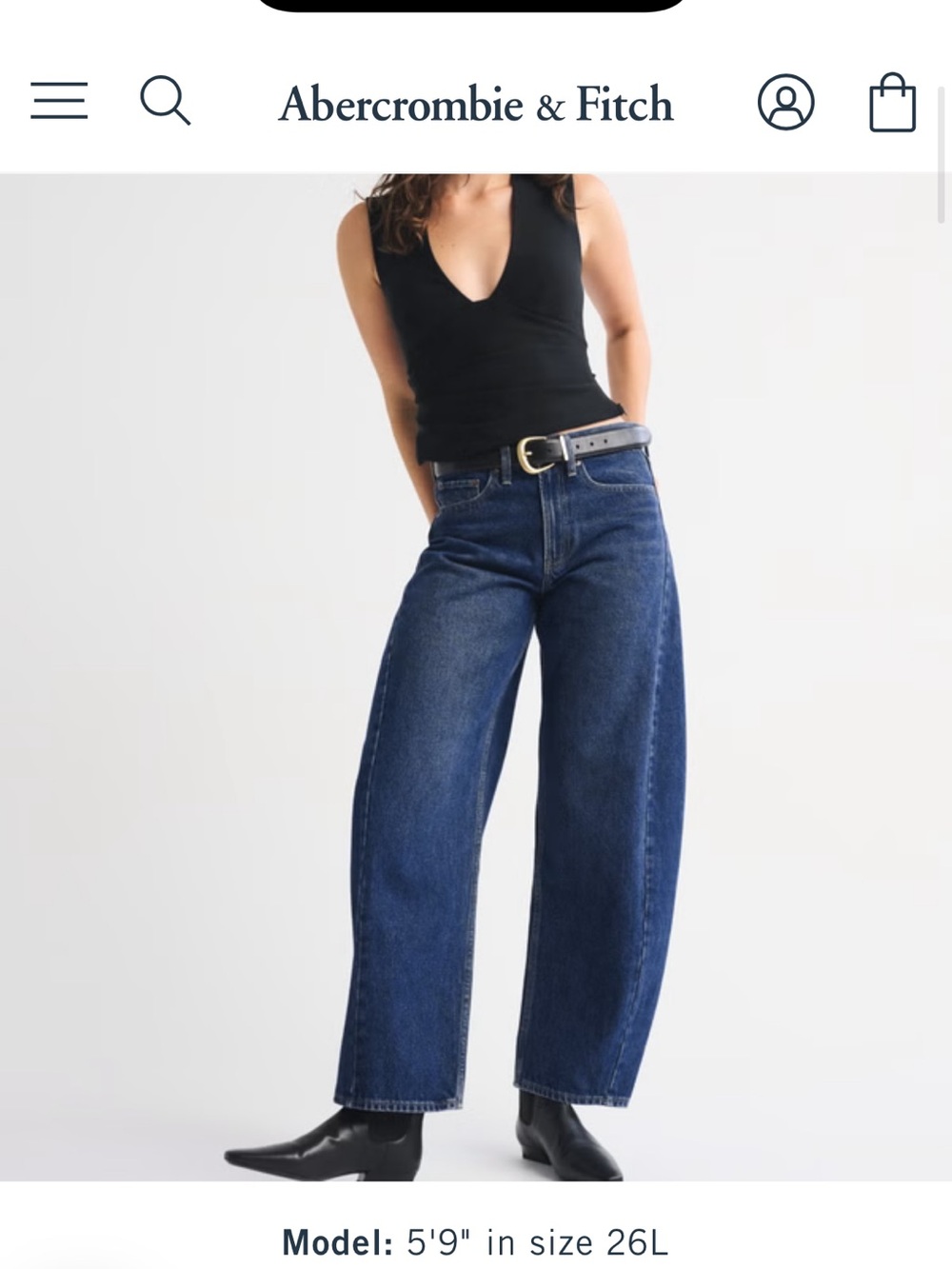 Abercrombie & Fitch High-Rise Wide Leg Jeans in Dark Blue